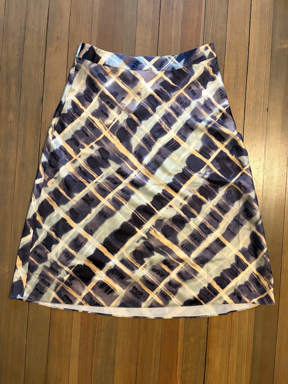 H&M dark purple, light blue and Cream A-Line Skirt